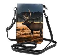 YYHWHJDE Elk in the meadow Picture Téléphone portable pour femme avec prépuce en cuir et bandoulière réglable