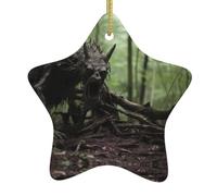 YYHWHJDE en céramique à suspendre en forme d'étoile pour sapin de Noël Blanc Os Blanc Démon Impressions faciles à accrocher sur les arbres, les portes et les fenêtres