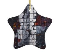 YYHWHJDE en céramique à suspendre pour sapin de Noël - Grille brisée imprimée pour décoration d'intérieur