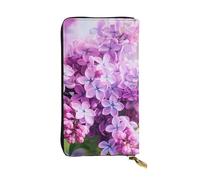 YYHWHJDE Encadrement de fleurs lilas en fleur impression cuir de qualité long portefeuille conçu pour les filles et les femmes tendance élégant 19 x 10,5 cm, Noir , Taille unique
