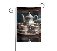 YYHWHJDE Ensemble à thé rétro imprimé mât de drapeau extérieur décoration de cour 30,5 x 45,7 cm