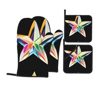 YYHWHJDE Ensemble de 4 pièces en forme d'étoile en cristal pour cuisine - Gant de cuisine isolé et manique anti-brûlure et isolation thermique