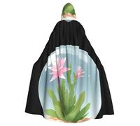 YYHWHJDE Epiphyllum in the crystal ball Printed Halloween Cape à capuche pour adulte sans fermeture éclair, confortable et durable pour les jeux de rôle