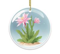 YYHWHJDE Epiphyllum In The Crystal Ball Prints Pendentif rond en céramique Motif sapin de Noël 7,4 cm
