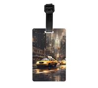 YYHWHJDE Étiquette de bagage - Matériau en PVC durable avec champ d'informations personnelles et bracelet amovible pour une identification facile de l'image de la ville de New York