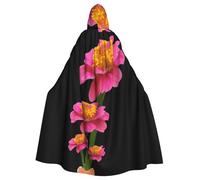 YYHWHJDE Fine Leaf Chrysanthemum Prints Halloween Cape à capuche pour adulte Vêtements pour hommes et femmes Manteau Jeu de rôle