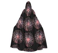 YYHWHJDE Fireworks Blooming In The Night Sky Pattern Halloween Cape à capuche pour adulte pour jeux de rôle, costumes de scène, fêtes Entretien facile