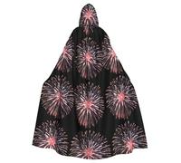 YYHWHJDE Fireworks Blooming in the Night Sky Printed Halloween Cape à capuche pour adulte sans fermeture éclair, confortable et durable pour les jeux de rôle