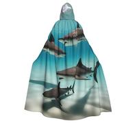 YYHWHJDE Fish In The Deep Sea Prints Halloween Cape à capuche pour homme et femme Vêtements Manteau Jeu de rôle