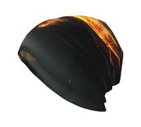 YYHWHJDE Flaming Fox Printed Adult Fashion Bonnet tricoté doux, confortable et respirant pour homme et femme Noir