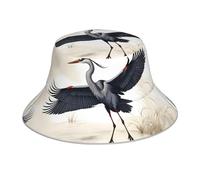 YYHWHJDE Flying Birds Chapeau bob réfléchissant avec image de grue et héron - Léger, respirant et élégant pour l'extérieur Noir, Noir/blanc, taille unique