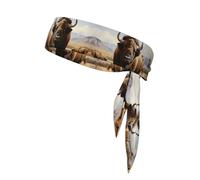 YYHWHJDE Foulard de sport à motif troupeau de bison d'Amérique du Nord, absorbant la transpiration et respirant, bandeau de mouvement, foulard double face