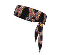 YYHWHJDE Foulard de sport avec imprimé papillon encré, absorbant la transpiration et respirant, bandeau de mouvement, foulard double face
