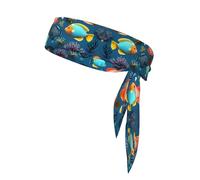 YYHWHJDE Foulard de sport avec motif poissons sous-marins, absorbant la transpiration et respirant, bandeau de mouvement, foulard double face