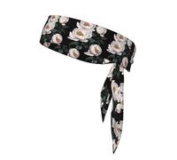YYHWHJDE Foulard de sport double face pour homme et femme - Motif pivoine rétro - Réglable pour toutes les circonférences de tête