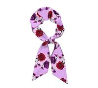 YYHWHJDE Foulard tendance en satin avec motif roses rouges et violettes pour femme