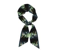YYHWHJDE Foulard tendance pour femme avec motif crâne île terrifiant, foulard en satin, cravate chic, écharpe pour cheveux, bracelet