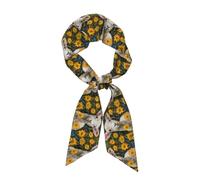 YYHWHJDE Foulard tendance pour femme L'agneau dans les fleurs jaunes Image Satin Foulard Chic Cravate Écharpe à cheveux Bracelet
