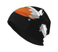 YYHWHJDE Fox Blowing Bubbles Prints Bonnet tricoté élastique chaud pour homme et femme Noir