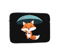 YYHWHJDE Fox Picking Mushrooms on a Rainy Day Prints Housse de protection antichoc pour ordinateur portable de 12" pour homme et femme, voyage d'affaires, bureau et usage quotidien