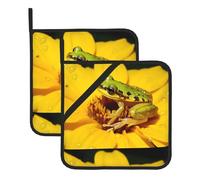 YYHWHJDE Frog in The Pistil Lot de 2 dessous de plat isolants carrés avec corde de suspension latérale pratique pour un rangement facile