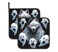 YYHWHJDE Ghost Leader Lot de 2 tapis de pot isolés carrés avec une corde de suspension latérale pratique pour un rangement facile