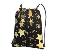 YYHWHJDE Gold Star Prints Sac à dos avec cordon de serrage - Housse de sport légère et imperméable pour salle de sport, voyage et essentiels du quotidien