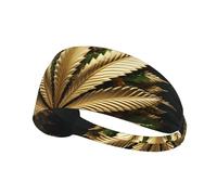 YYHWHJDE Golden Cannabis Bandeau de sport pour femme résistant à la transpiration Bandeau élastique