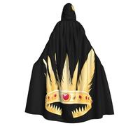 YYHWHJDE Golden Feather Crown Prints Halloween Cape à capuche pour adulte Vêtements pour homme et femme Manteau de cheminée Jeu de rôle