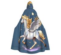 YYHWHJDE Golden Pegasus Prints Halloween Cape à capuche pour homme et femme Manteau pour jeu de rôle