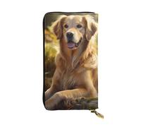 YYHWHJDE Golden Retriever Portefeuille long en cuir de qualité pour filles et femmes 19 x 10,5 cm, Noir , Taille unique