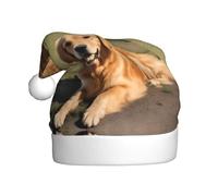 YYHWHJDE Golden Retriever Prints Chapeau de Noël pour adulte Accessoire de qualité doux, léger et moelleux
