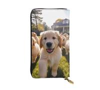 YYHWHJDE Golden Retriever Puppies Portefeuille long en cuir de qualité pour filles et femmes 19 x 10,5 cm, Noir , Taille unique
