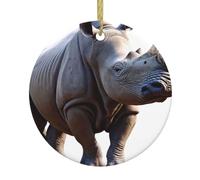 YYHWHJDE Grand pendentif rond en céramique à suspendre en forme de rhinocéros - 7,4 cm - Exquis et durable