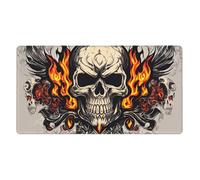 YYHWHJDE Grand tapis de souris de jeu de bureau motif crâne de feu 40,6 x 74,9 cm : forte adhérence et durabilité, épais et antidérapant