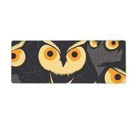 YYHWHJDE Grand tapis de souris de jeu surdimensionné en caoutchouc 80 x 30 cm pour ordinateur de bureau, ordinateur portable, PC, impression hibou aux yeux jaunes