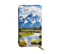 YYHWHJDE Grand Teton National Park Portefeuille en cuir de qualité pour filles et femmes 19 x 10,5 cm, Noir , Taille unique