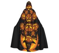 YYHWHJDE Grande cape à capuche avec nœud papillon pour adulte - Motif citrouille magicien - Sans fermeture éclair