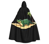 YYHWHJDE Grande cape à capuche avec nœud papillon pour adulte Motif crocodile sur la plage Sans fermeture éclair