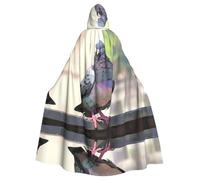 YYHWHJDE Grande cape à capuche avec nœud papillon pour adulte Motif pigeons sur l'avant-toit Sans fermeture éclair