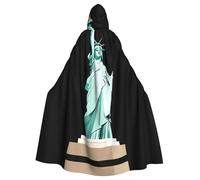 YYHWHJDE Grande cape à capuche pour adulte avec nœud papillon et inscription « The majestic Statue of Liberty » - Sans fermeture éclair