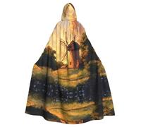 YYHWHJDE Grande cape à capuche pour adulte avec nœud papillon et inscription « The Windmill on the grassland » - Sans fermeture éclair