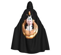 YYHWHJDE Grande cape à capuche pour adulte avec nœud papillon - Motif petite vache sur un donut - Sans fermeture éclair