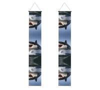 YYHWHJDE Great White Shark Prints Bannière de porche pour remise de diplôme - Robuste, durable, lavable et réutilisable, décoration de remise de diplôme 30,5 x 180,3 cm