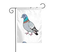YYHWHJDE Gribouillage coloré pigeon image mât de drapeau extérieur cour décoration double face 30,5 x 45,7 cm
