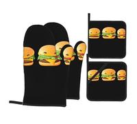 YYHWHJDE Happy Burger Picture Lot de 4 maniques de cuisine épaisses et durables, anti-brûlures et isolantes thermiques
