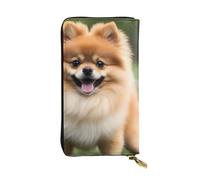 YYHWHJDE Happy Short Haired Pomeranian Printing Portefeuille Long Clutch en cuir de qualité conçu pour les filles et les femmes tendance élégant 19 x 10,5 cm, Noir , Taille unique