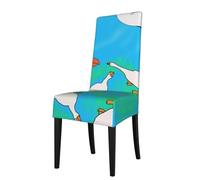 YYHWHJDE Happy White Goose Housse de protection pour chaise de salle à manger - Doux, confortable, infroissable, élastique, s'adapte à la plupart des chaises sans accoudoirs
