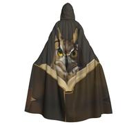 YYHWHJDE Hibou lisant un livre imprimé Halloween Cape à capuche pour adulte pour fêtes et costumes