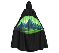 YYHWHJDE Hills under the Aurora Picture Cape à capuche pour adulte avec nœud papillon, sans fermeture éclair